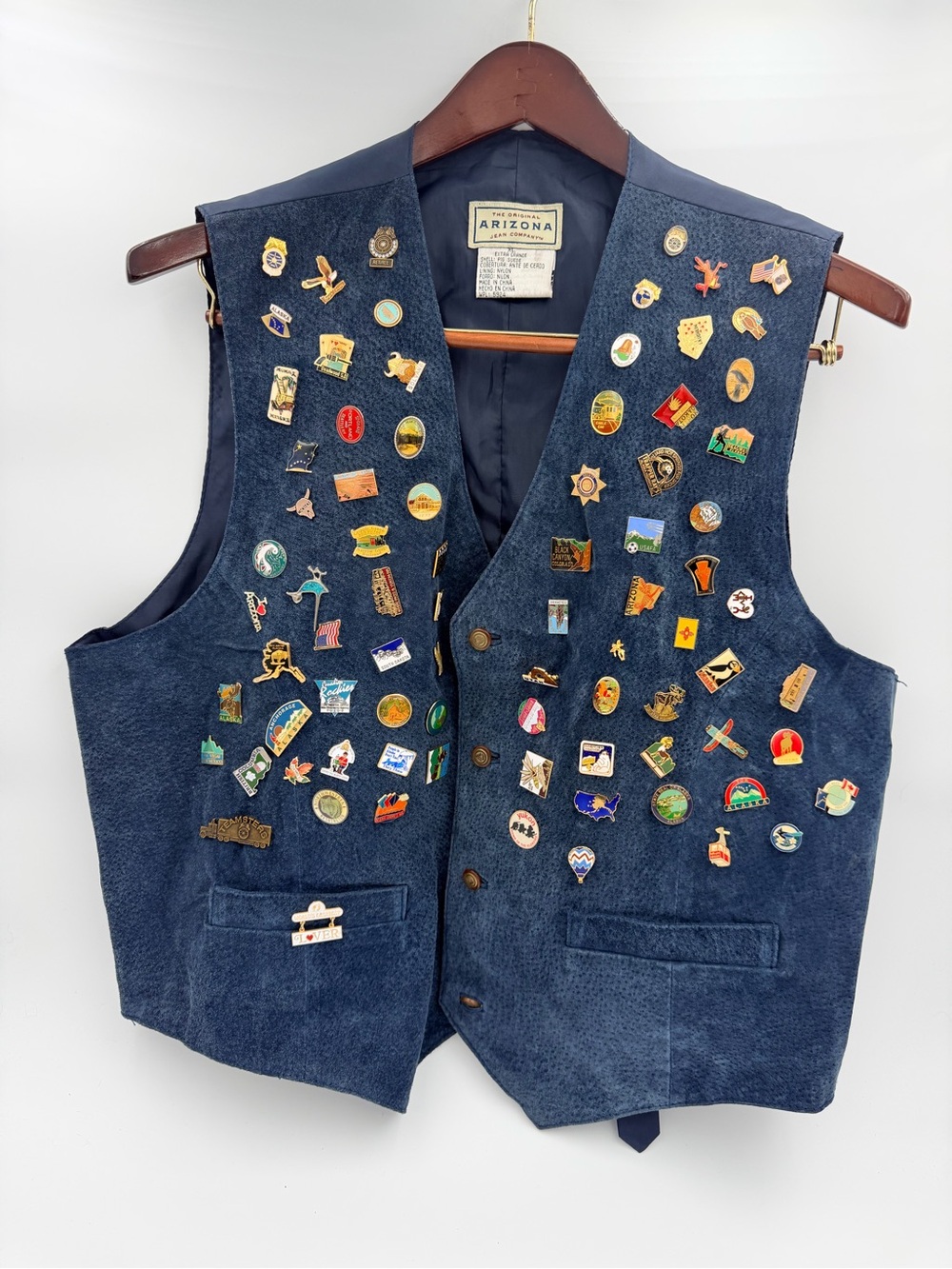 Arizona Jean Compan Navy Suede Pin Badge Vest